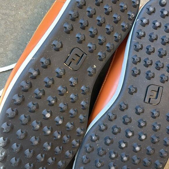 FootJoy Countour Casual 10.5 golf shoes UT logo orange brown - Picture 10 of 13